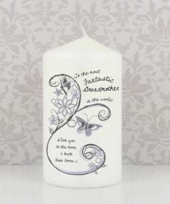 Personalised Flower Pattern Pillar Candle