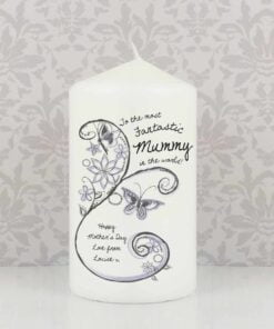 Personalised Flower Pattern Pillar Candle