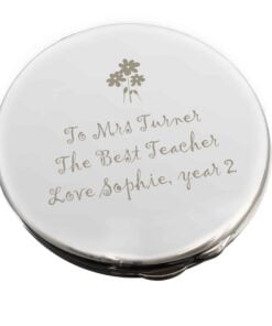 Personalised Flower Teachers Round Compact Mirror