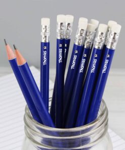 Personalised Football Motif Blue Pencils