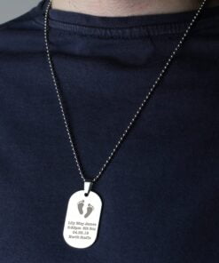 Personalised Footprints Stainless Steel Dog Tag Necklace