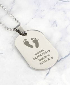 Personalised Footprints Stainless Steel Dog Tag Necklace