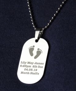 Personalised Footprints Stainless Steel Dog Tag Necklace