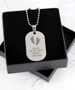 Personalised Footprints Stainless Steel Dog Tag Necklace