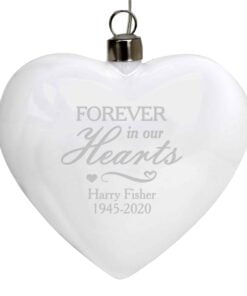 Personalised Forever In Our Hearts LED Hanging Glass Heart