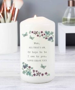 Personalised Forget me not Pillar Candle