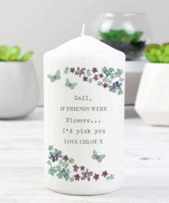 Personalised Forget me not Pillar Candle