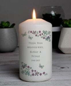 Personalised Forget me not Pillar Candle