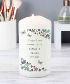 Personalised Forget me not Pillar Candle