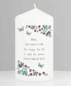 Personalised Forget me not Pillar Candle