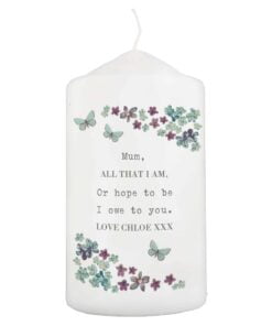 Personalised Forget me not Pillar Candle
