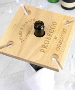 Personalised Four Prosecco Flute Holder & Bottle Butler