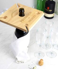Personalised Four Prosecco Flute Holder & Bottle Butler
