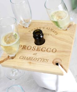 Personalised Four Prosecco Flute Holder & Bottle Butler