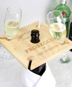 Personalised Four Prosecco Flute Holder & Bottle Butler