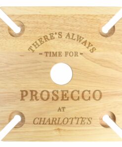 Personalised Four Prosecco Flute Holder & Bottle Butler