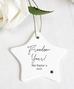 Personalised Free Text Ceramic Star Decoration