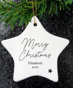 Personalised Free Text Ceramic Star Decoration