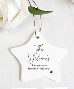 Personalised Free Text Ceramic Star Decoration