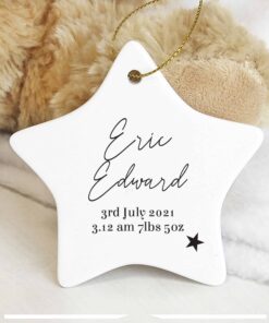 Personalised Free Text Ceramic Star Decoration