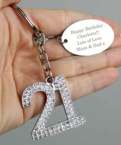 Personalised Free Text Diamante 21 Keyring
