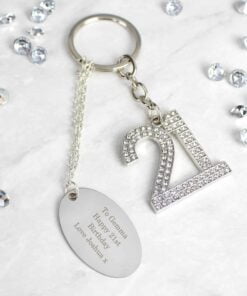 Personalised Free Text Diamante 21 Keyring