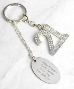 Personalised Free Text Diamante 21 Keyring