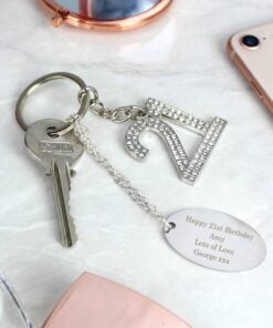 Personalised Free Text Diamante 21 Keyring