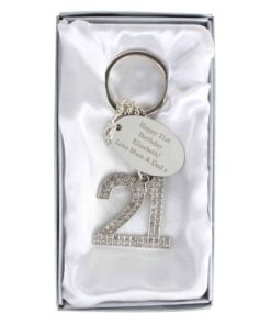 Personalised Free Text Diamante 21 Keyring