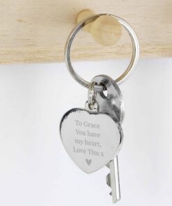 Personalised Free Text Diamante Heart Keyring