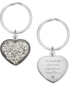 Personalised Free Text Diamante Heart Keyring