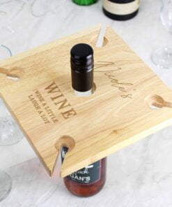 Personalised Free Text Four Wine Glass Holder & Bottle Butler