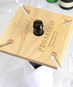 Personalised Free Text Four Wine Glass Holder & Bottle Butler