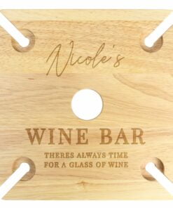 Personalised Free Text Four Wine Glass Holder & Bottle Butler