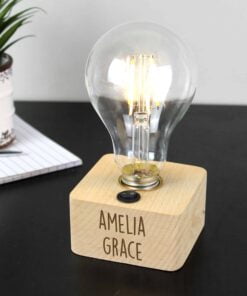 Personalised Free Text LED Bulb Table Lamp