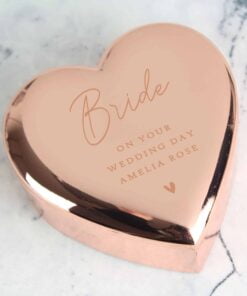 Personalised Free Text Rose Gold Heart Trinket Box