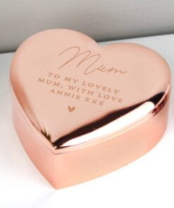 Personalised Free Text Rose Gold Heart Trinket Box