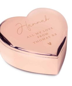 Personalised Free Text Rose Gold Heart Trinket Box