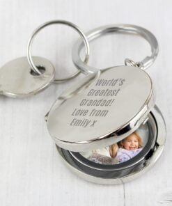 Personalised Free Text Round Photo keyring