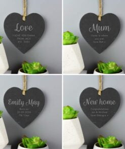 Personalised Free Text Slate Heart Decoration