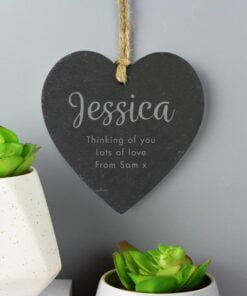 Personalised Free Text Slate Heart Decoration