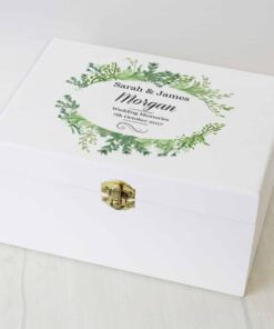 Personalised Fresh Botanical White Wooden Keepsake Box