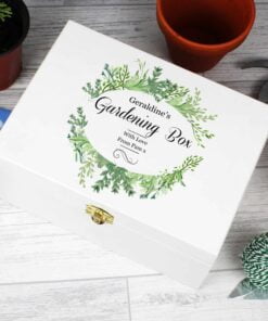 Personalised Fresh Botanical White Wooden Keepsake Box