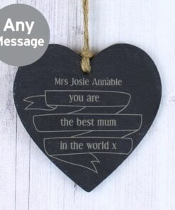 Personalised Garden Bloom Slate Heart Decoration