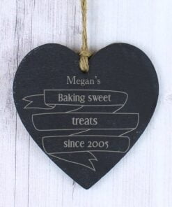 Personalised Garden Bloom Slate Heart Decoration