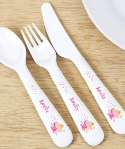 Personalised Garden Fairy 3 Piece Plastic Cutlery Set