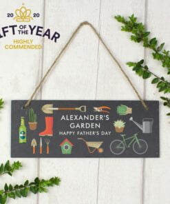 Personalised Garden Printed Hanging Slate Plaque