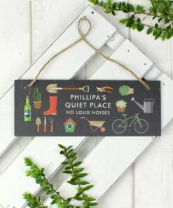 Personalised Garden Printed Hanging Slate Plaque