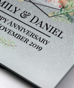 Personalised Geo Leaves 4×4 Glitter Glass Photo Frame