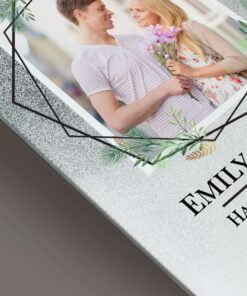 Personalised Geo Leaves 4×4 Glitter Glass Photo Frame